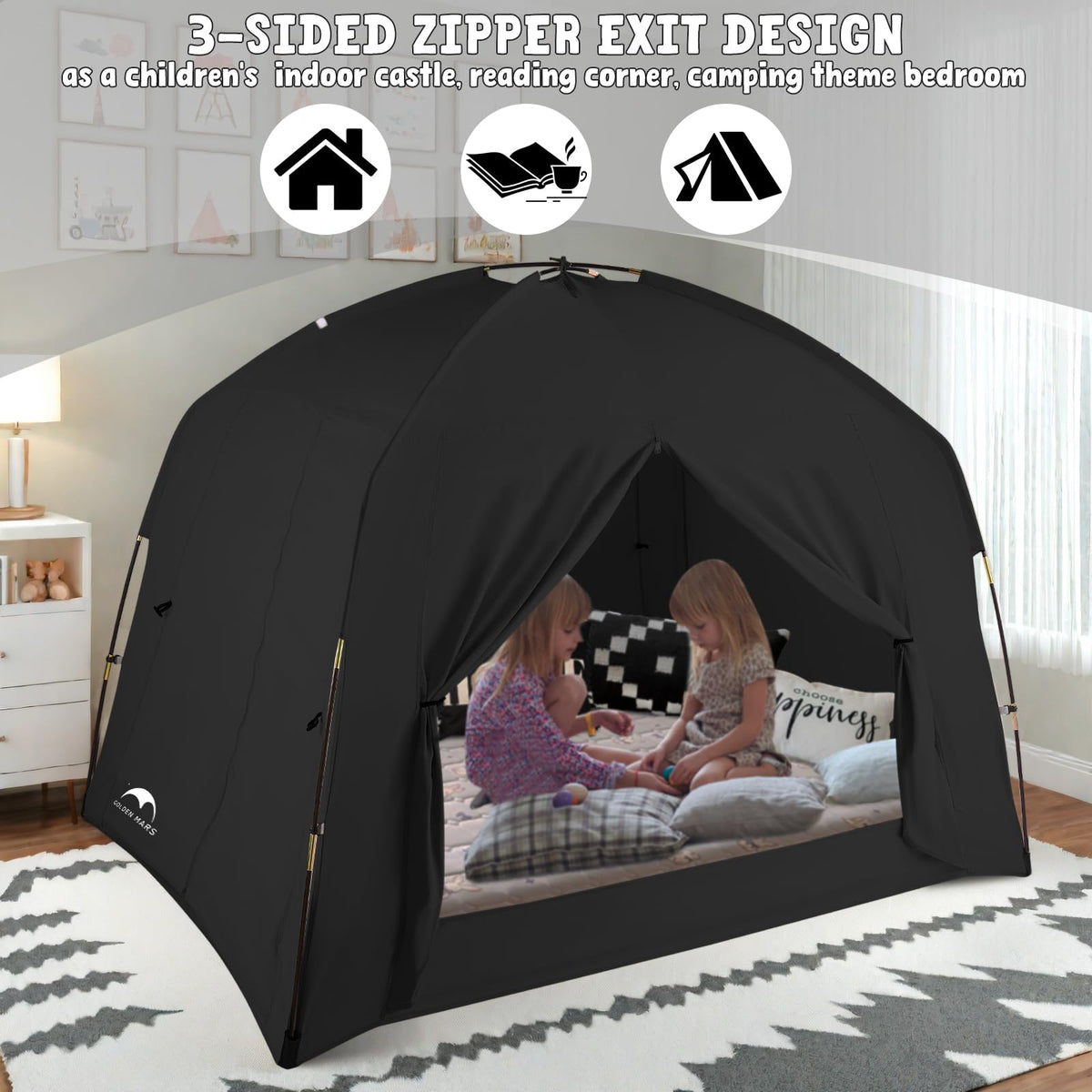 GOLDEN MARS bed tent easy setup highlights quick assembly in minutes