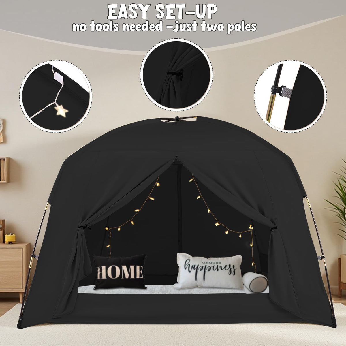 GOLDEN MARS bed tent privacy space provides a large personal nook