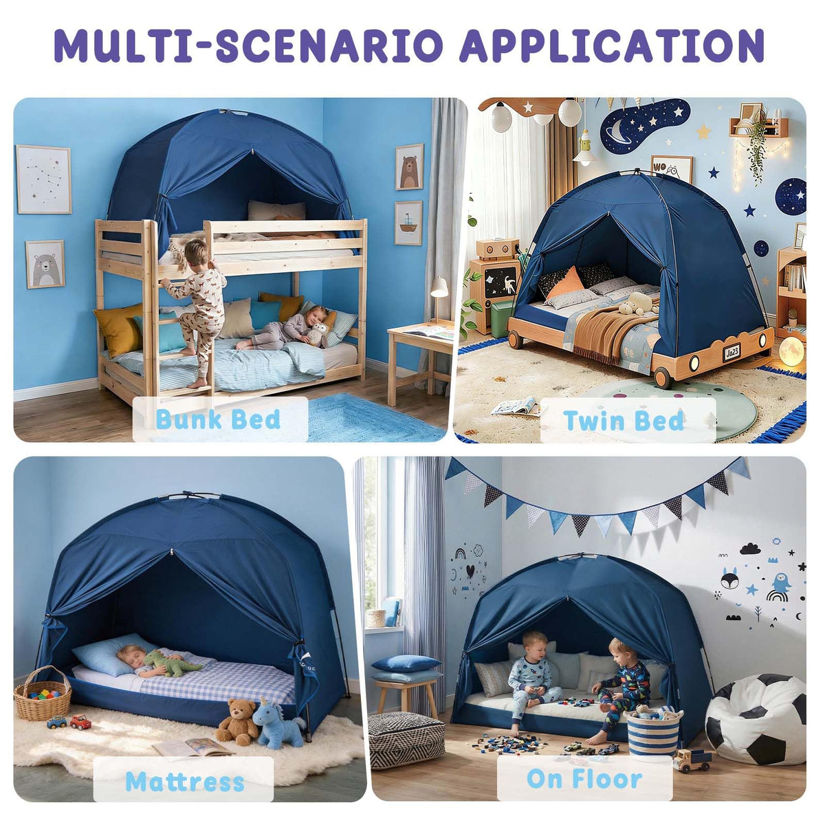 Golden Mars tent features durable fiberglass poles for secure, long-lasting play