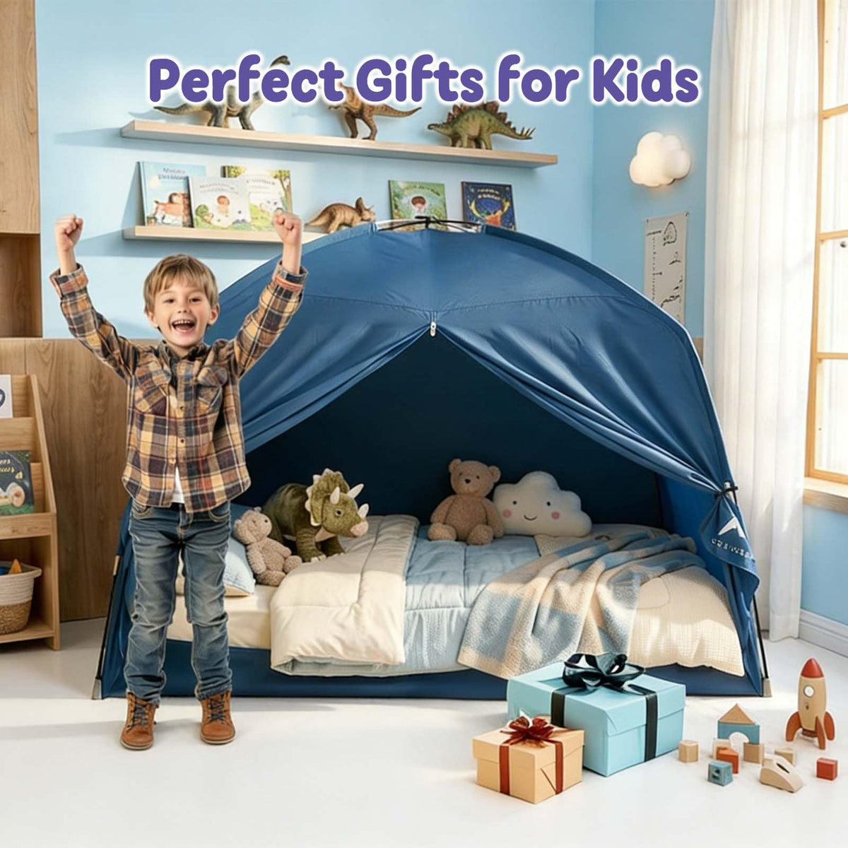 Golden Mars dream tent offers a cozy reading nook and imaginative play