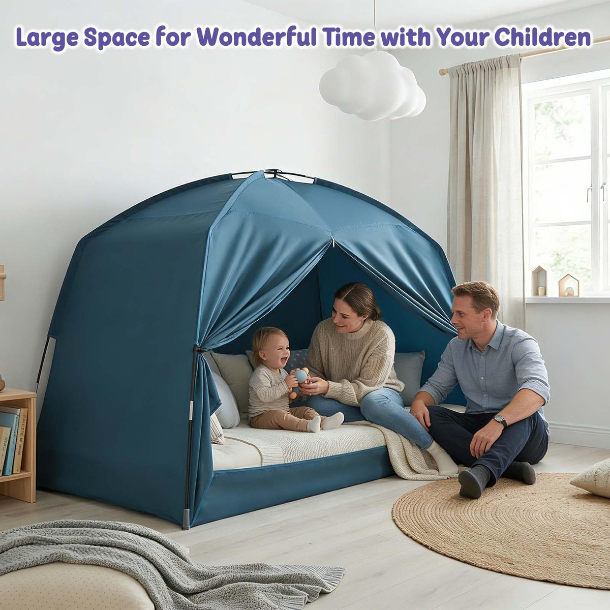 Golden Mars blue tent adds whimsical decor to any kid's bedroom