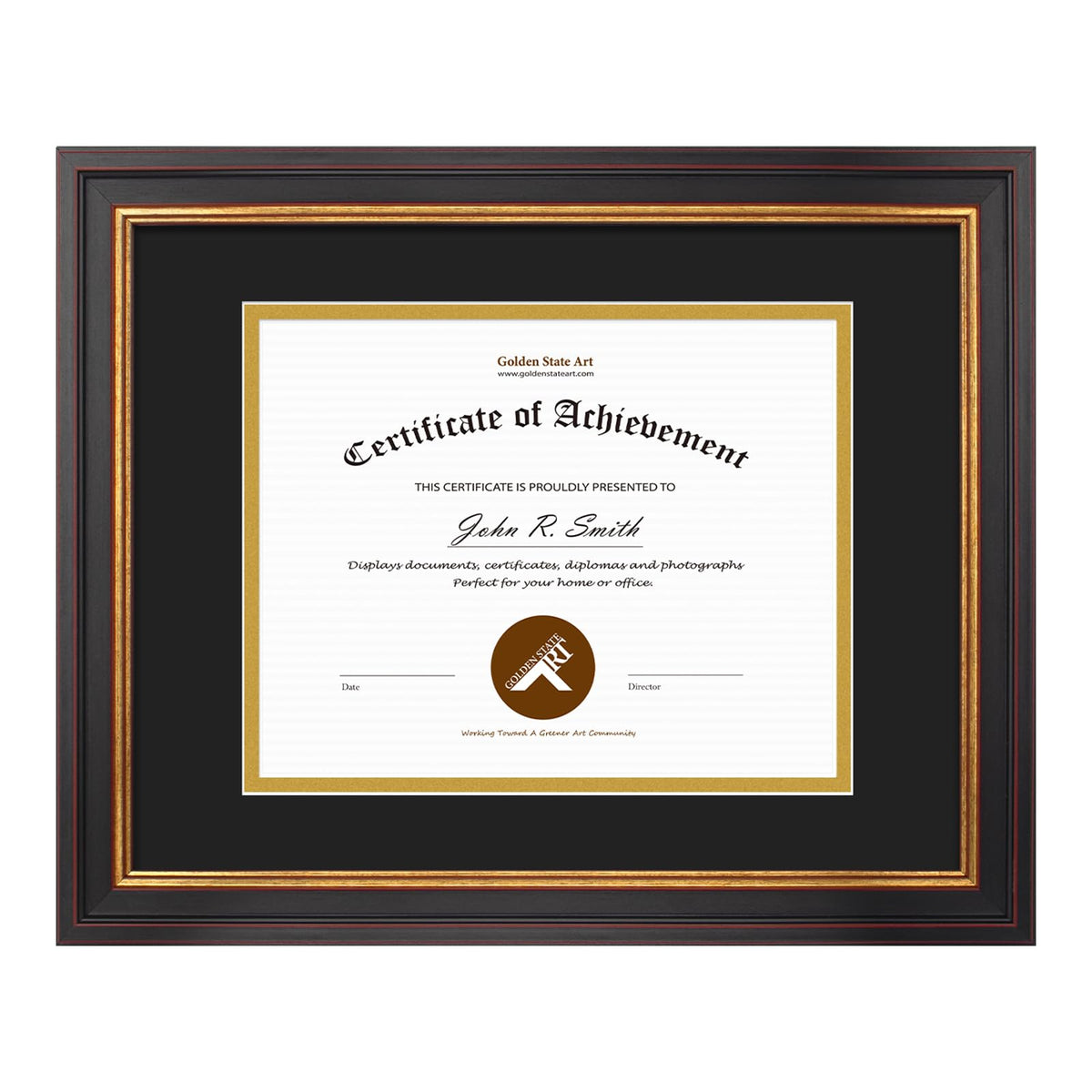 Golden State Art 11x14 frame close-up highlighting premium finish for certificates.