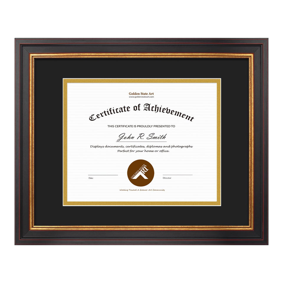 Golden State Art 11x14 frame close-up highlighting premium finish for certificates.