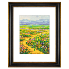 Golden State Art 11x14 frame front view in black with antique gold trim, great for feature wall displays.