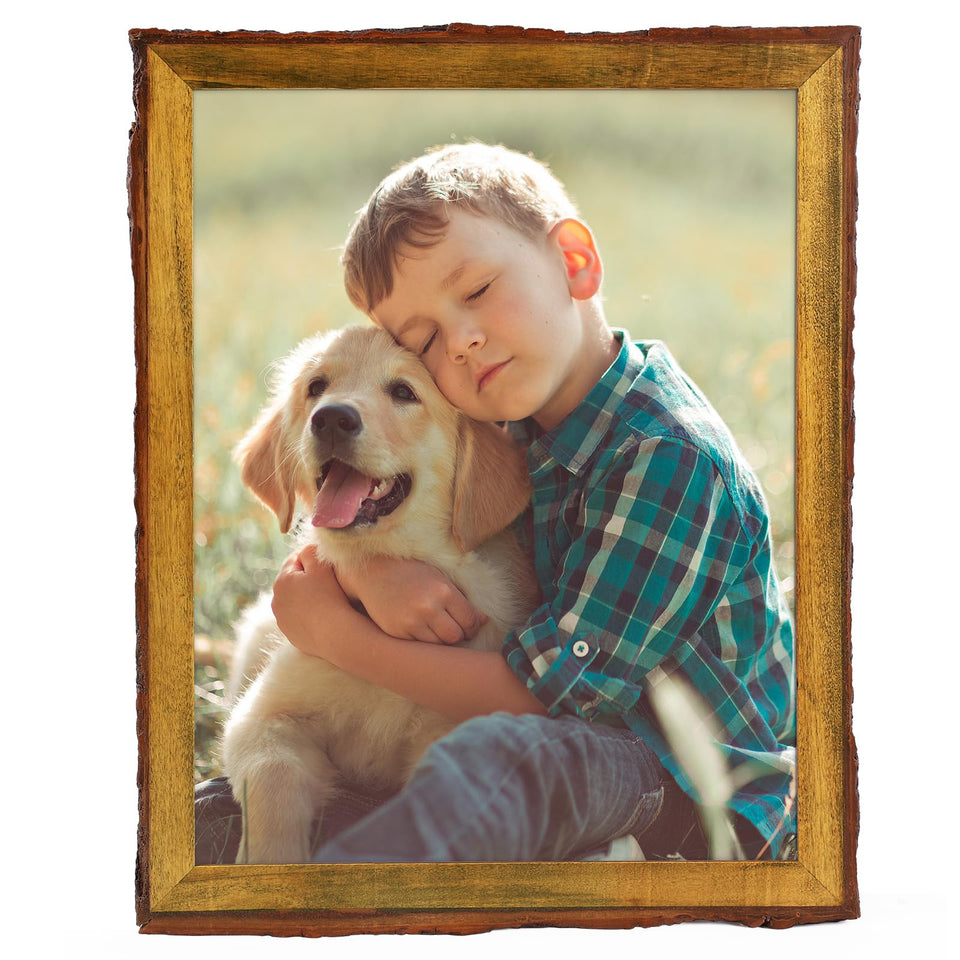 Golden State Art 11x14 rustic brown frame highlights a warm farmhouse display.