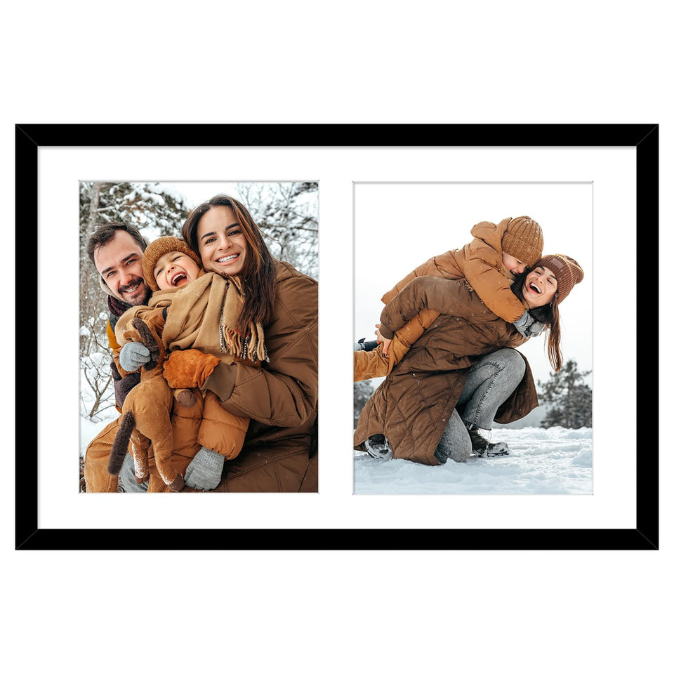 Golden State Art 12x19 black wood frame with white mat for collage displays.