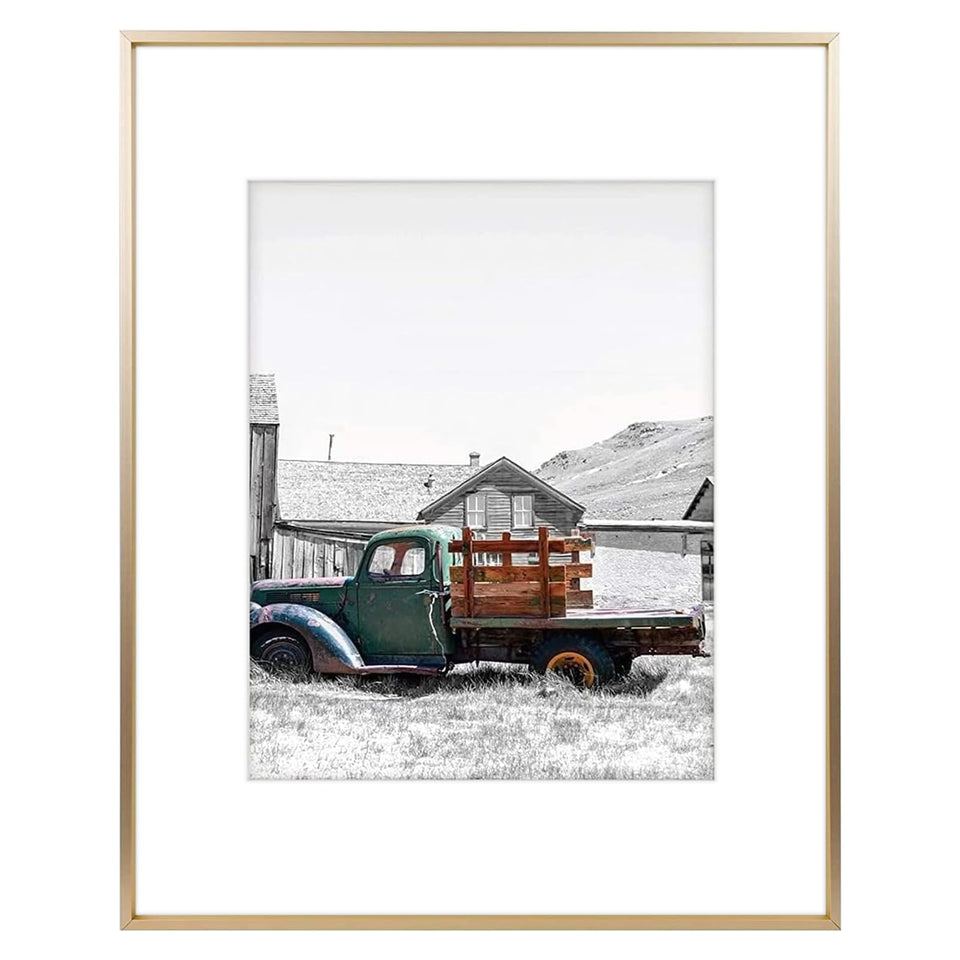 Golden State Art 16x20 frame front view with gold molding and clear glass.