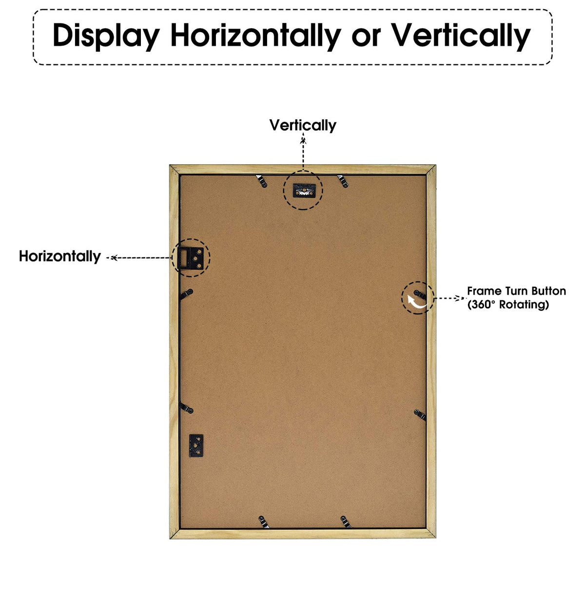 Golden State Art 360 swivel tabs simplify photo swapping and secure mounting.