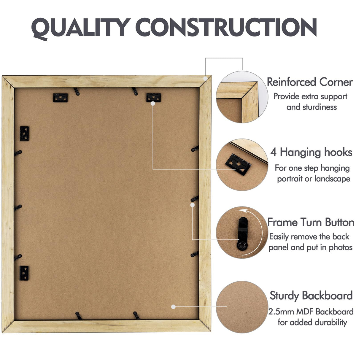 Golden State Art backboard and four sawtooth hangers for wall mounting