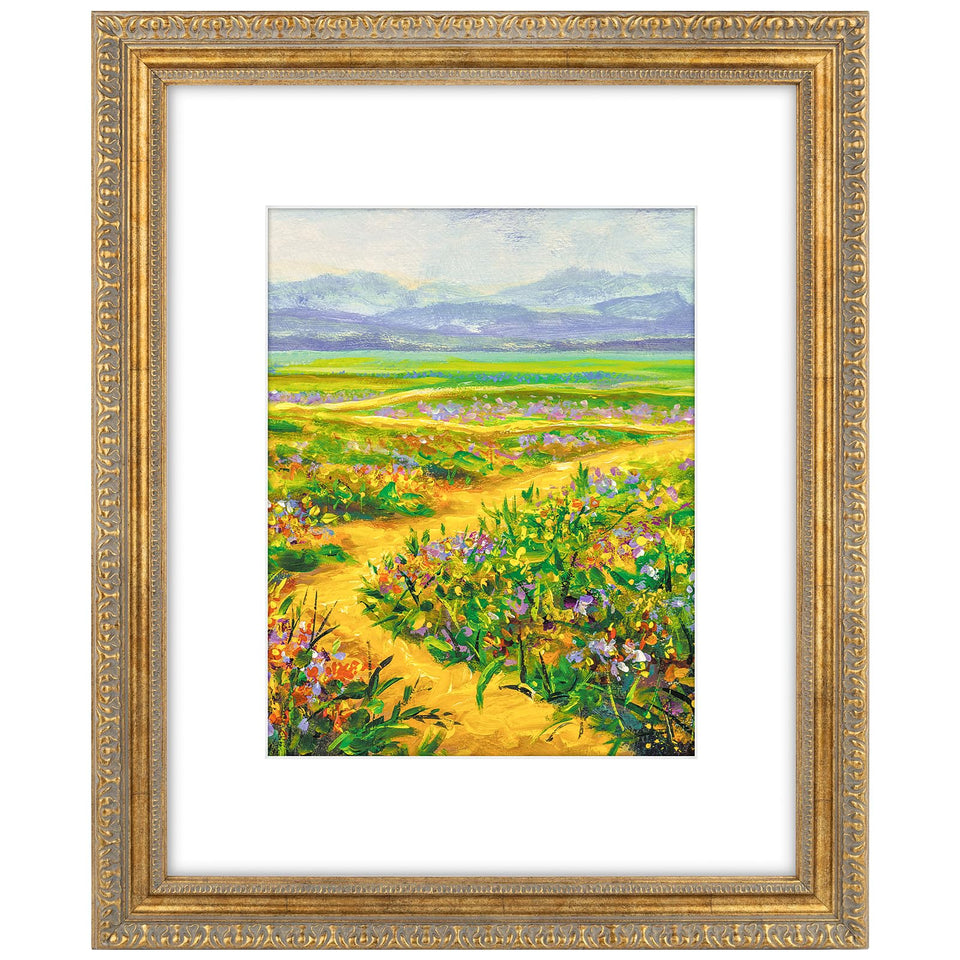 Golden State Art bronze ornate frame displaying a 16x20 image without mat