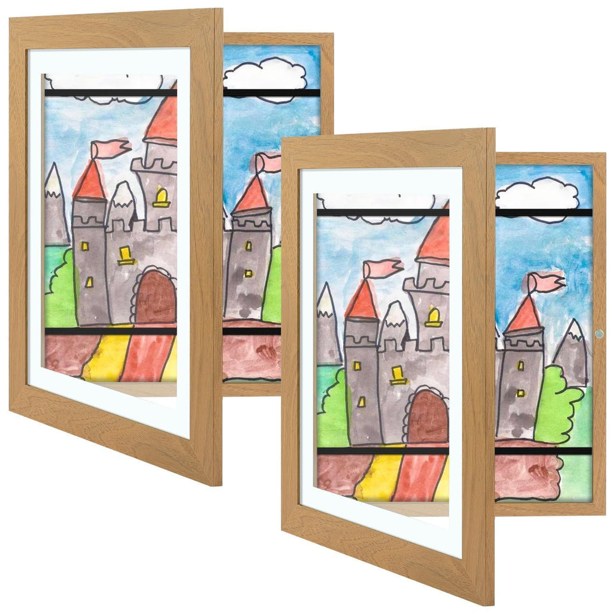 Golden State Art brown wooden frame set enhances home or classroom decor.