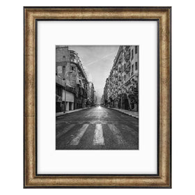 Golden State Art frame in dark brown and bronze panel with real glass for clear display.