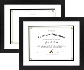 Golden State Art diploma frame shows 11x14 with double mat for premium certificate display