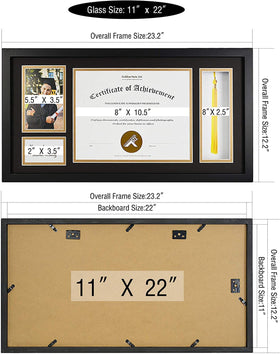 Golden State Art black over gold mat enhances diploma and photo pairing