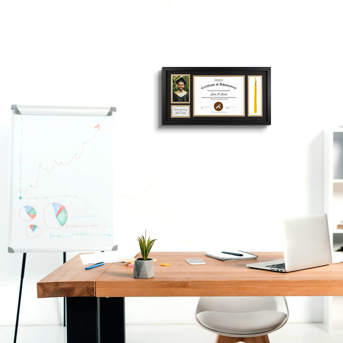 Golden State Art solid wood frame blends with home, office, or classroom decor