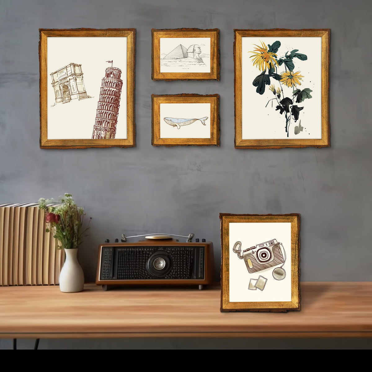 Golden State Art farmhouse decor enhances rooms with rustic charm.