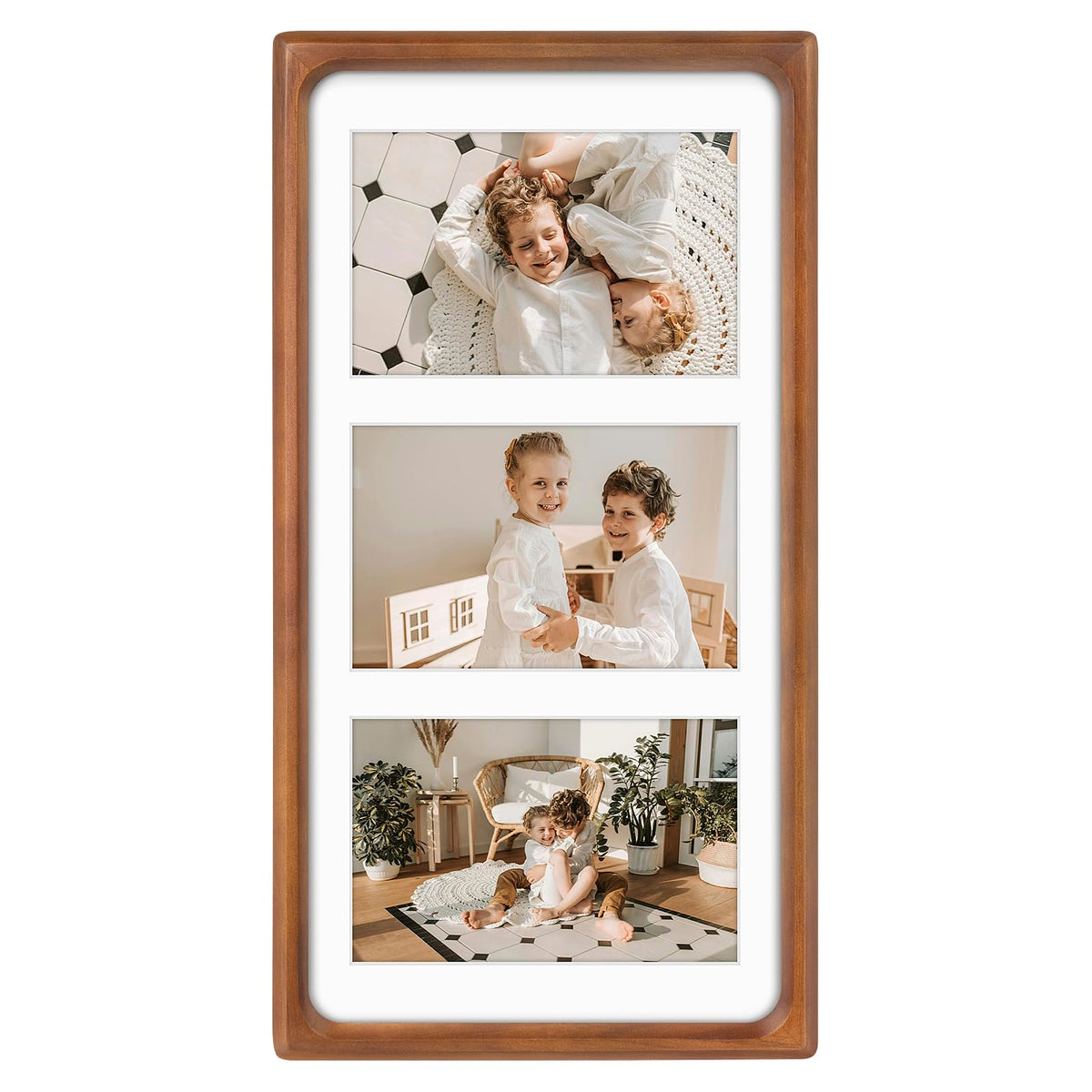 Golden State Art four-by-six collage frame with three openings for three photos