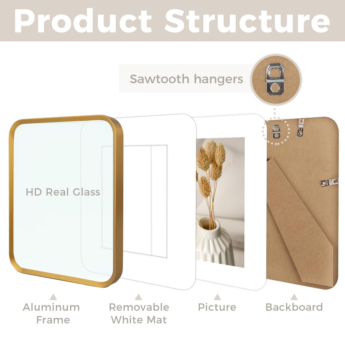 Golden State Art back molding supports easy wall display.