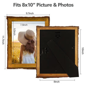 Golden State Art frame with bark edges detail highlights natural wood texture.