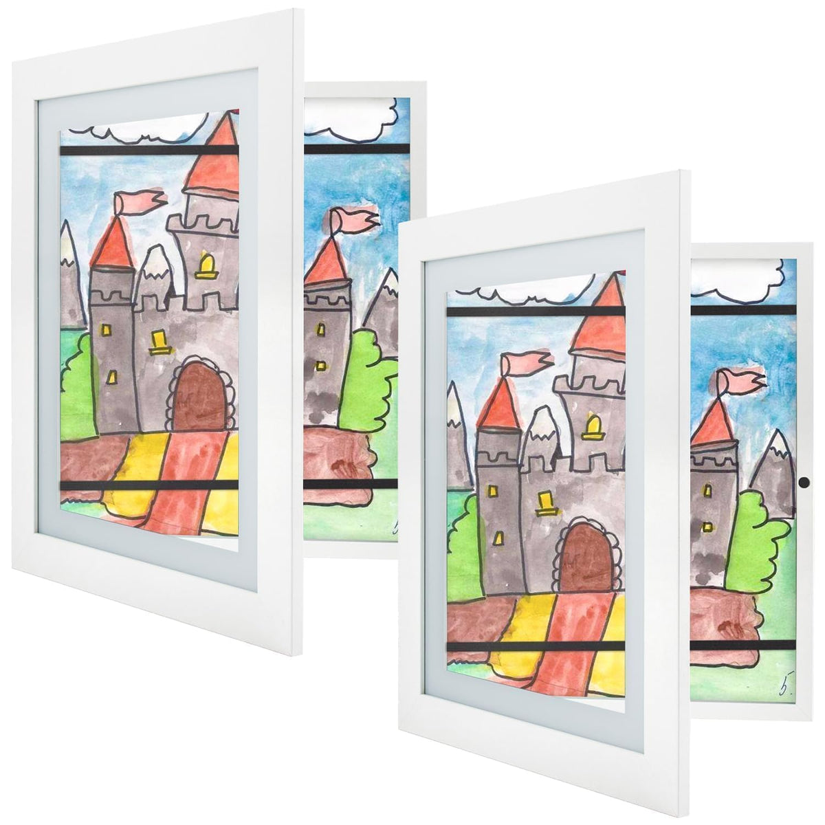 Golden State Art frame with multiple pictures displayed in a white front-opening frame.