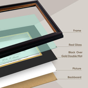 Golden State Art frame includes dual hangers for vertical or horizontal display.