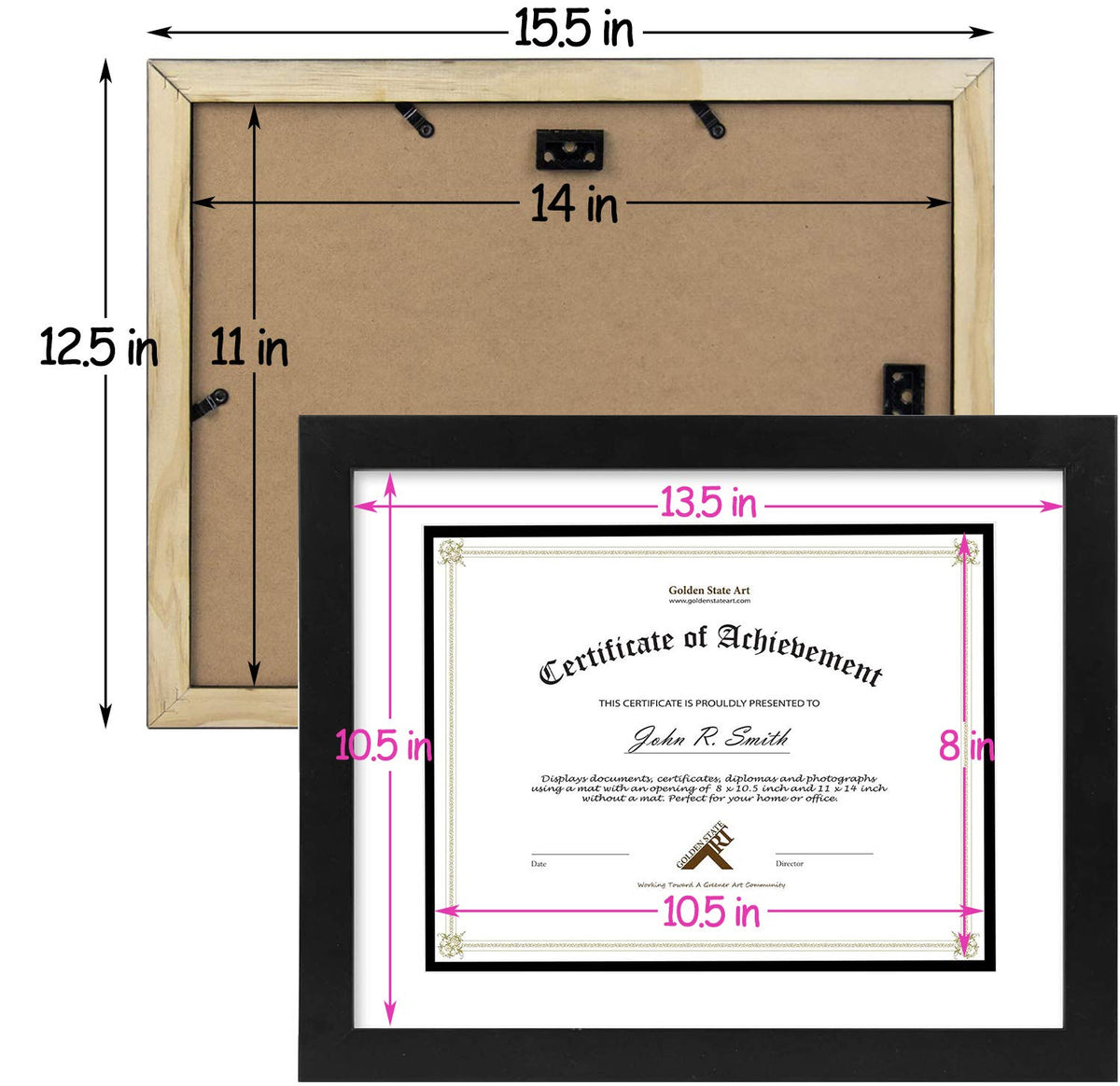 Golden State Art solid wood frame in black finish for timeless style