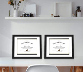 Golden State Art frame highlights 8.5x11 documents with white over black double mat