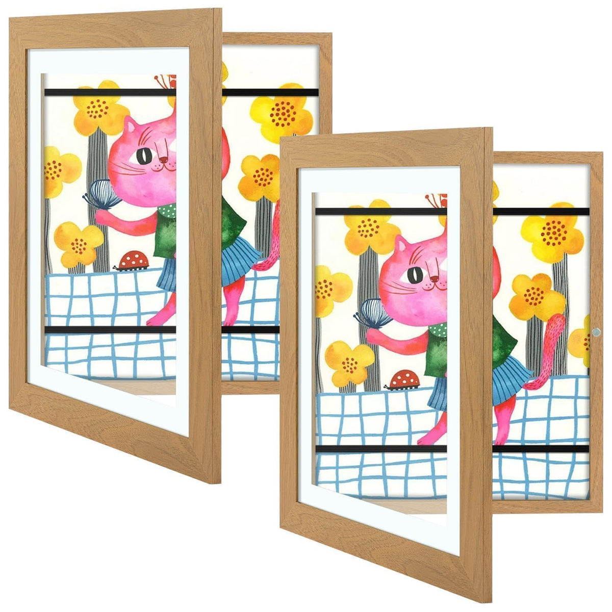 Golden State Art front-opening frame showcases kid's artwork with easy swap-in for rotating displays.