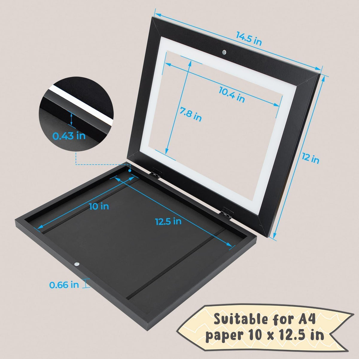 Golden State Art front-opening book-style frame allows easy art swapping