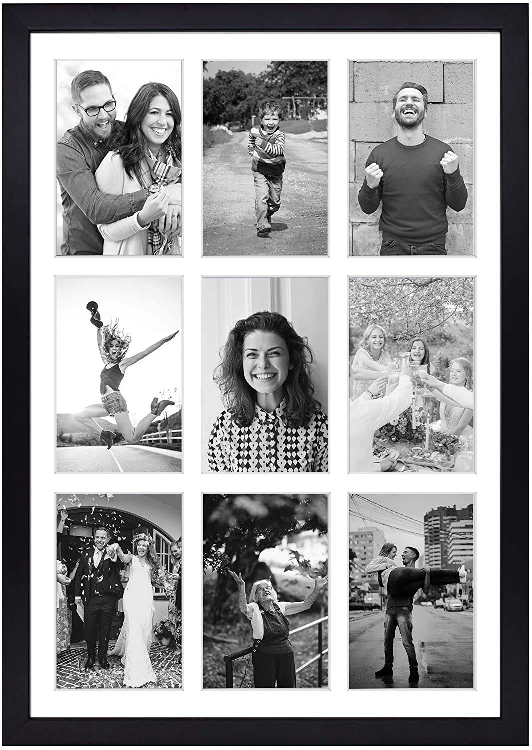 Golden State Art nine-slot frame with white mats showcases family photos neatly.