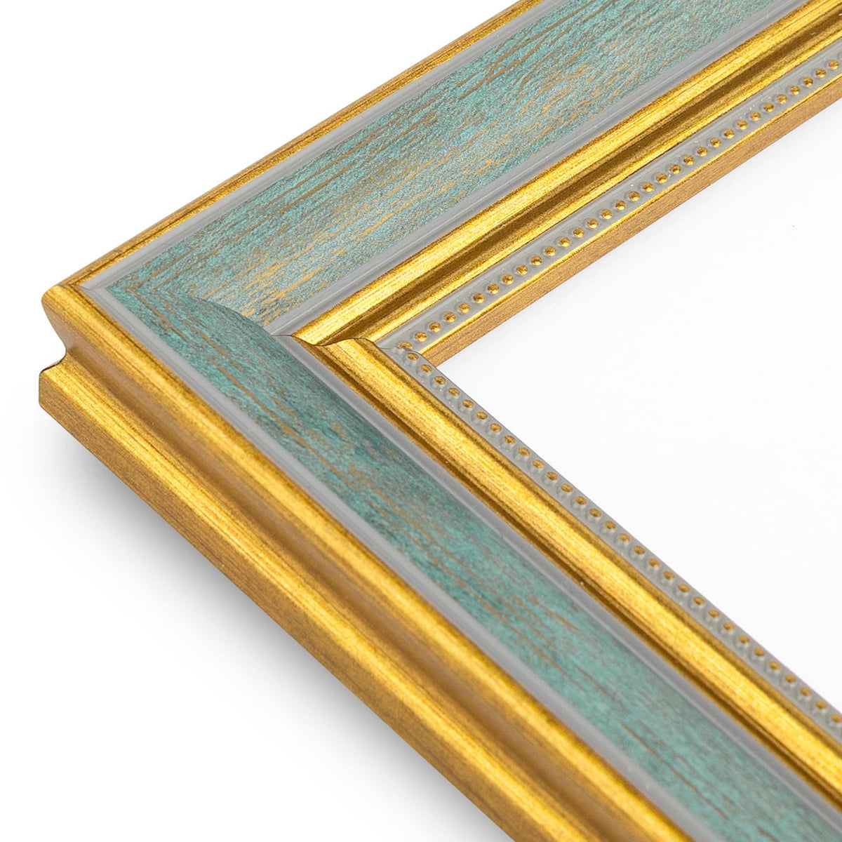 Golden State Art ornate distressed blue gold frame for 11x14 without mat.