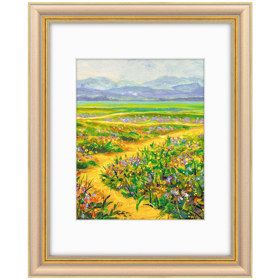 Golden State Art ornate champagne gold frame front for elegant display.