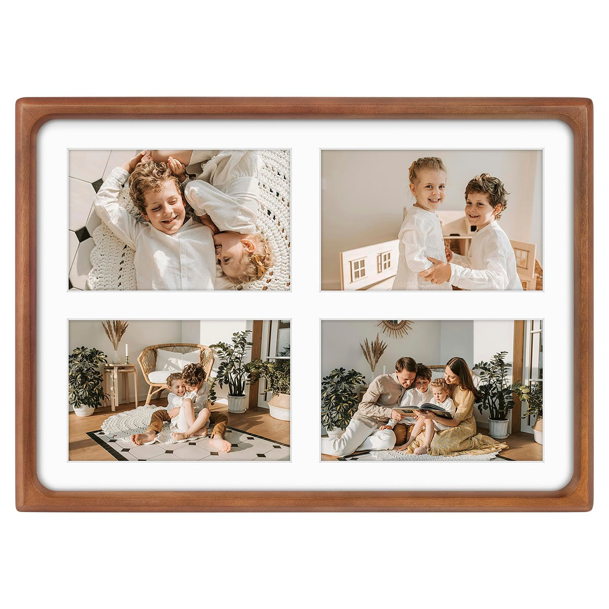 Golden State Art rounded corner collage frame highlighting four 4x6 openings for memories