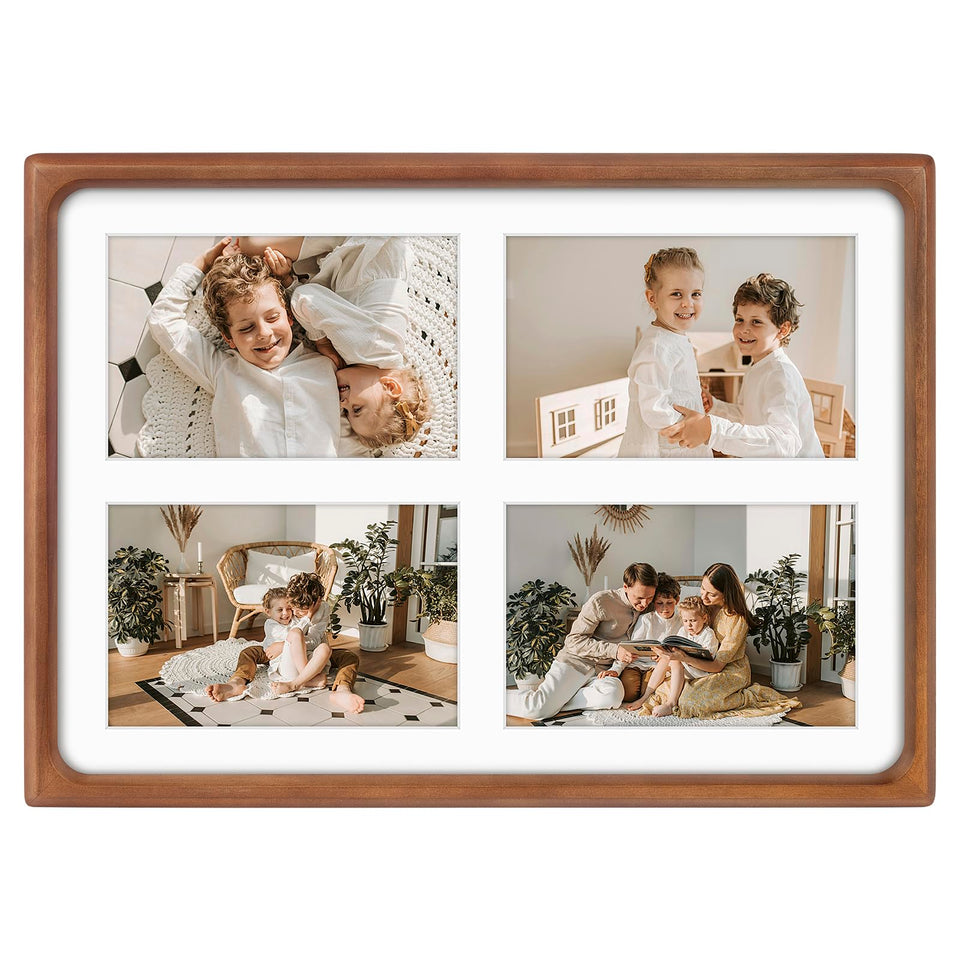 Golden State Art rounded corner collage frame highlighting four 4x6 openings for memories