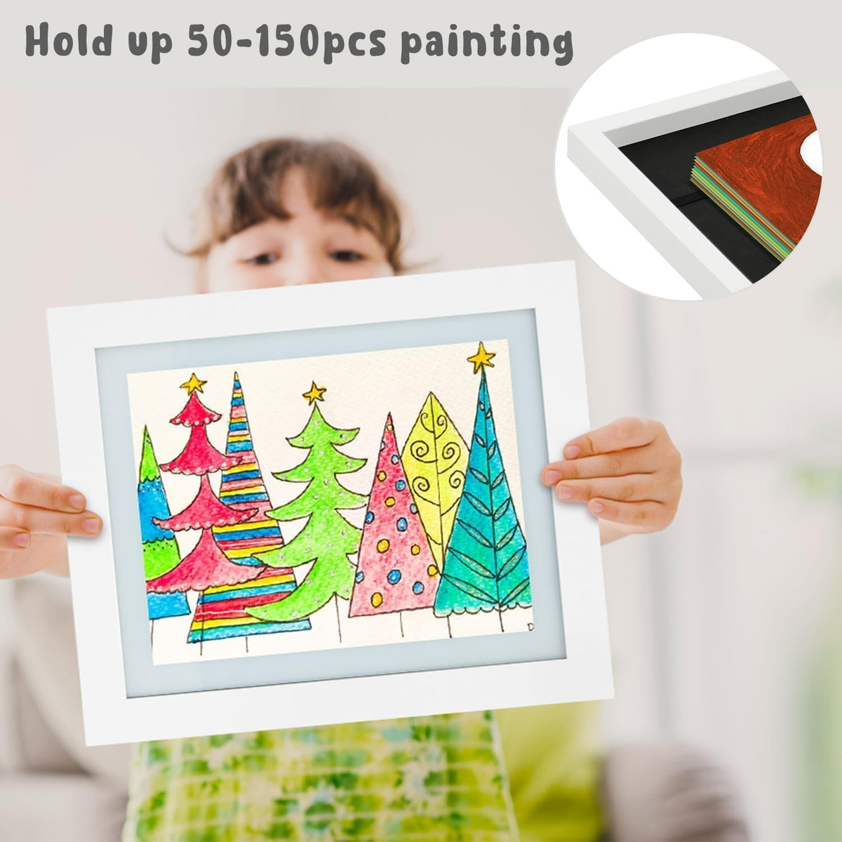 Golden State Art tempered glass offers a clear view of artwork in white frames.