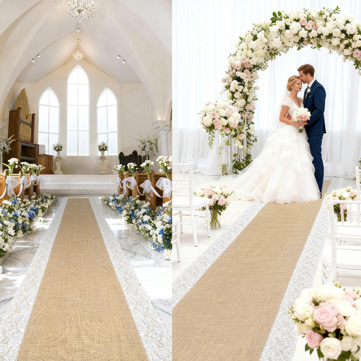 GoldenXin aisle runner rolled for easy setup and storage.