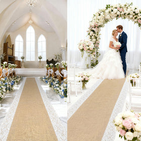 GoldenXin aisle runner rolled for easy setup and storage.