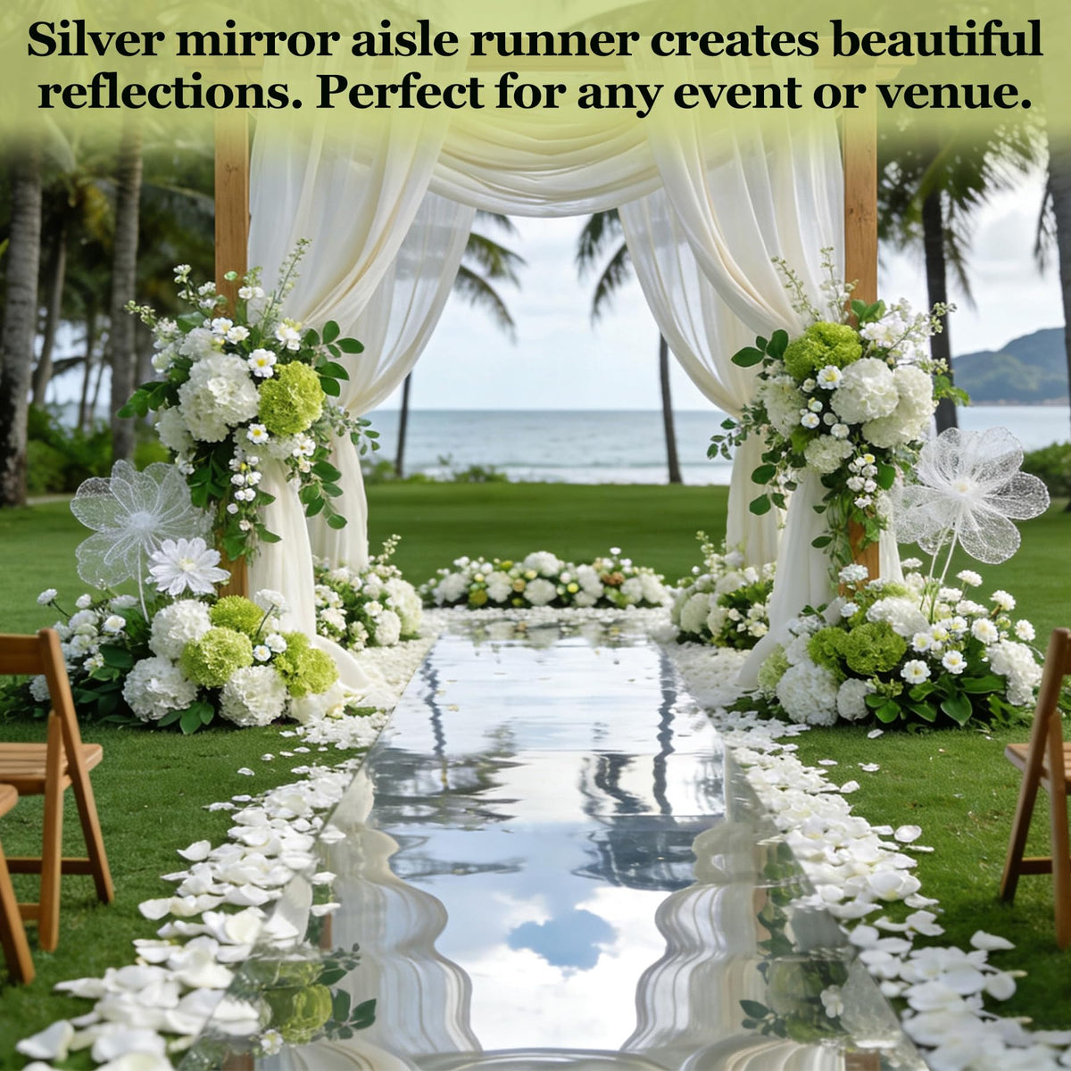GoldenXin Reflective Carpet creates dramatic light reflections along the aisle.