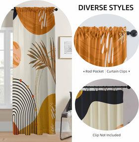 GOLDLAWN 2pc curtains pack, burnt orange and yellow hues for vibrant home décor.