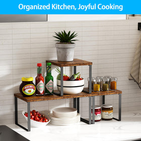 Golener 2-tier stackable unit demonstrates adjustable shelving for versatile organization.