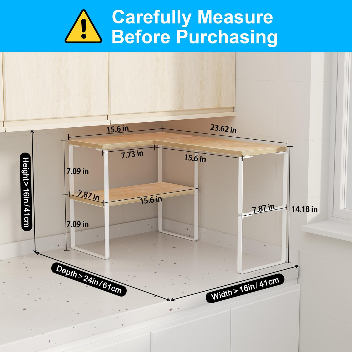 Golener bathroom corner shelf 2-tier design keeps cosmetics organized and accessible.