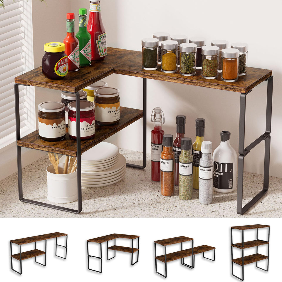 Golener Countertop Organizer Corner Shelf top view shows compact two-tier storage.