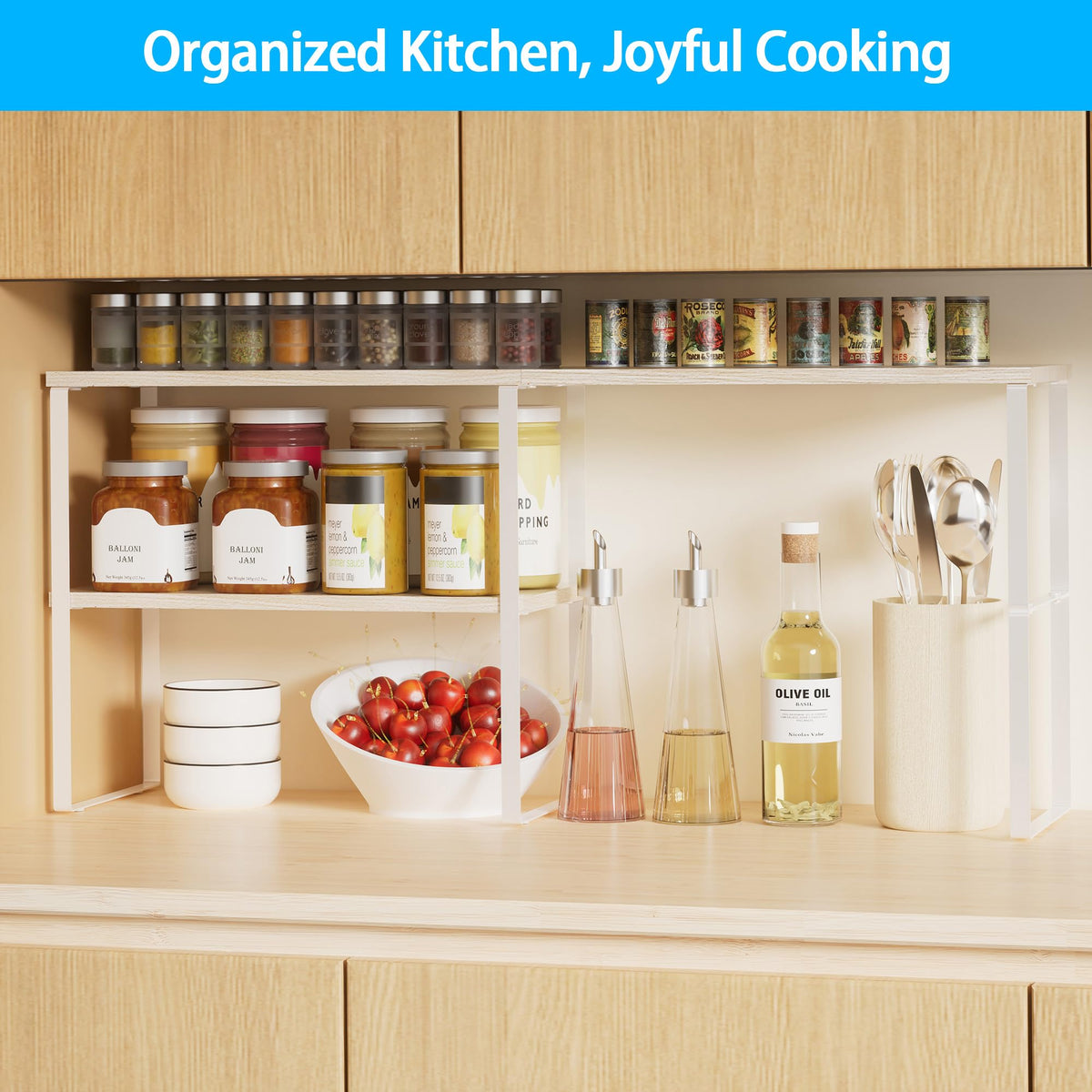 Golener kitchen corner organizer offers versatile storage for spices and utensils.