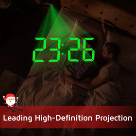 GOLOZA projection alarm clock with large LED display for quick readability in any light
