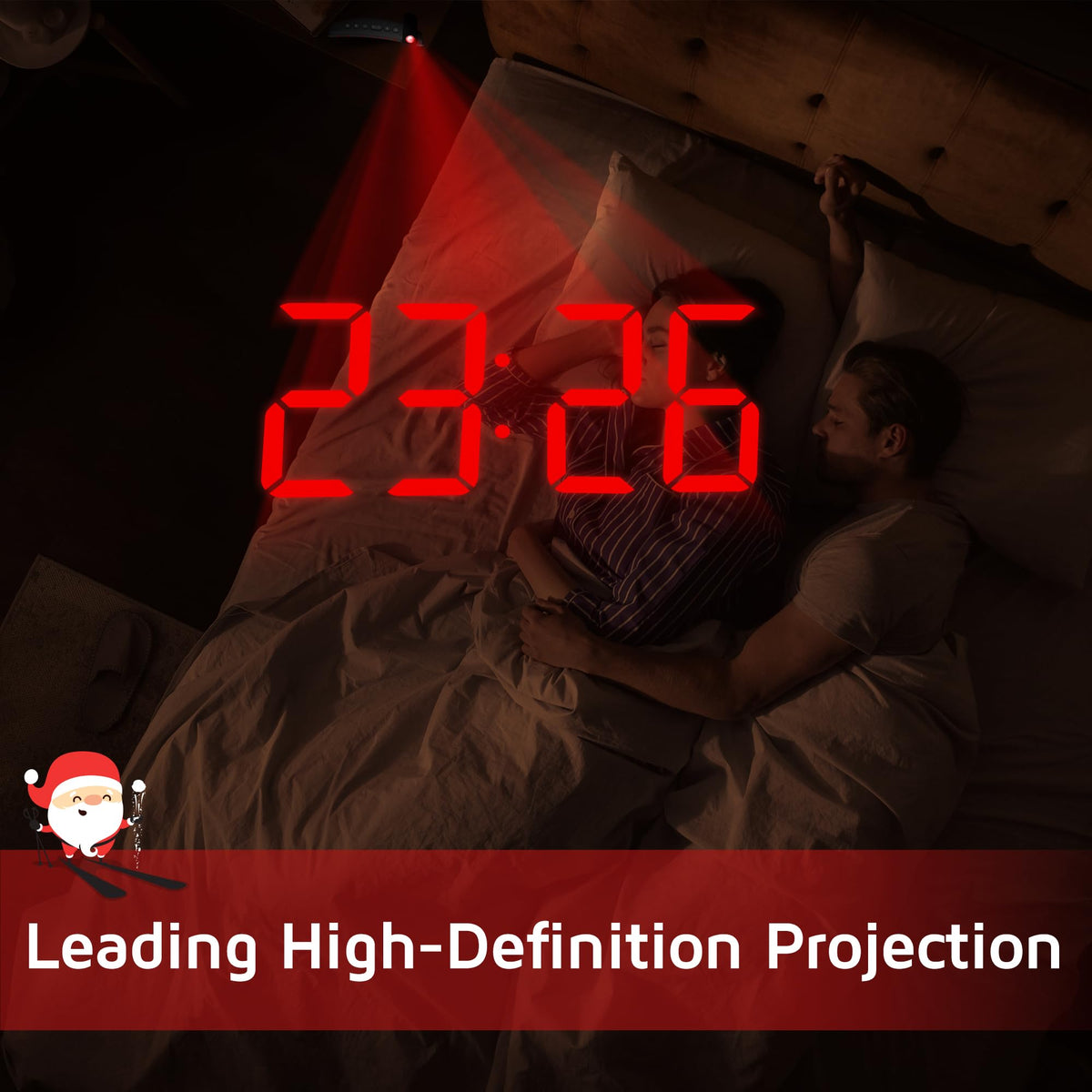 GOLOZA projection alarm clock large LED display visible in low light