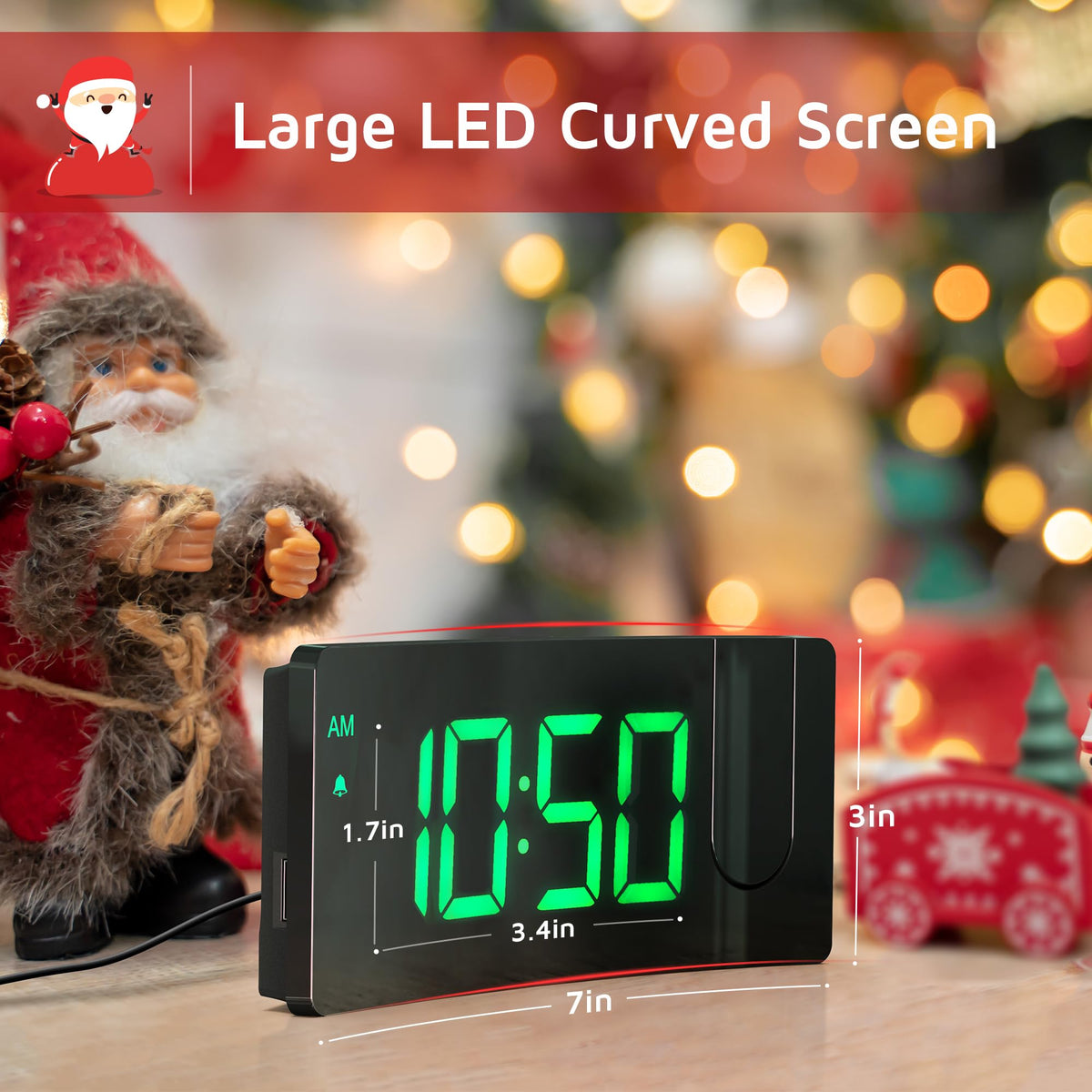 GOLOZA projection alarm clock progressive buzzer and 9-minute snooze feature
