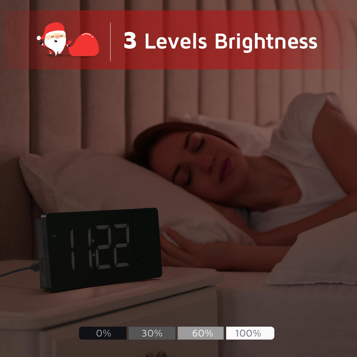 GOLOZA projection alarm clock usb charging port for devices overnight
