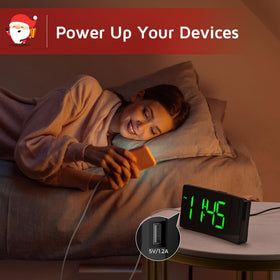 GOLOZA projection alarm clock USB charging port for devices at the bedside