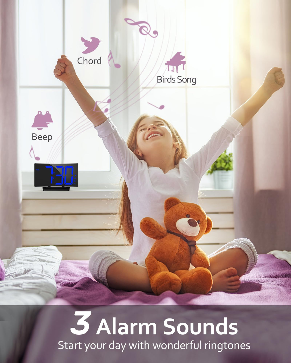 GOLOZA alarm clock with 5 brightness levels helps reduce glare at night