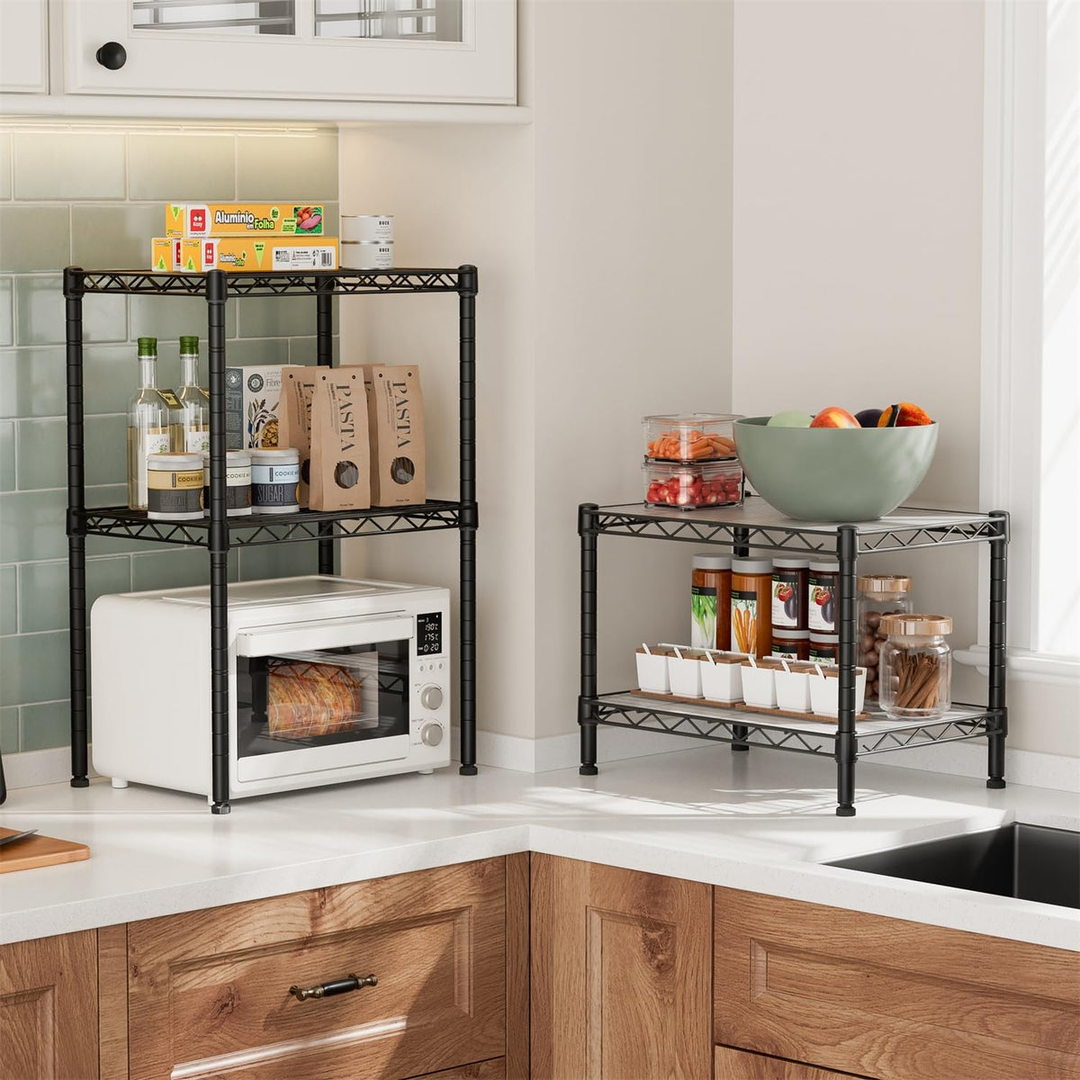 Golpart adjustable height shelf allows customized storage.